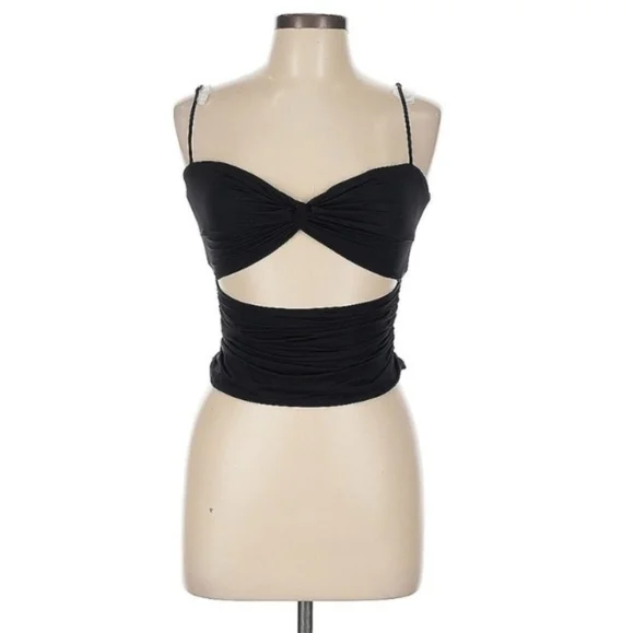 NWT Danielle Guizio Beia Twist Top Black Size Large - Picture 13 of 16